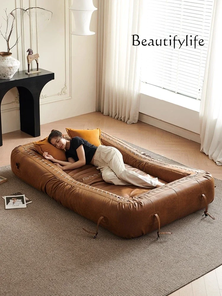 A44 Human kennel lazy sofa new Aishen retro oil wax cloth dual-purpose folding sofa bed