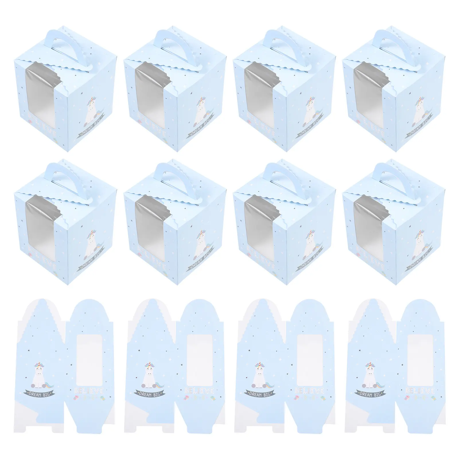 50Pcs Elegant Light Weight Cake Boxes Creative Shape Paper Cupcake Containers for Cheesecake Mousse Storage Pretty Holiday Gift