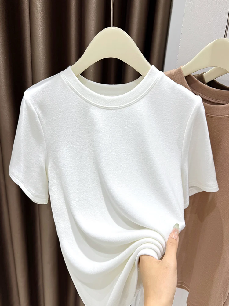 

mat Sle Women's ort Sve Knitted Base irt Spring round Ne Faionable Versatile Inner Wear T-irt Vest Top