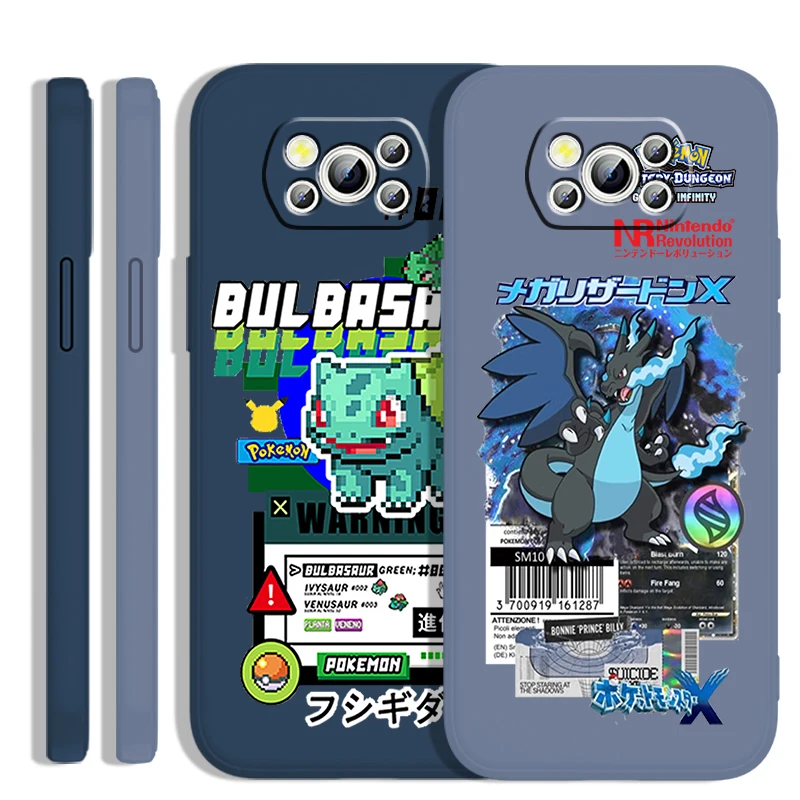 Pokemon Bulbasaur Cartoon Liquid Rope For Xiaomi Mi Poco X6 X5 X4 X3 M6 M5 M5S M4 M3 F5 F4 F3 C65 Pro 5G Funda Phone Case