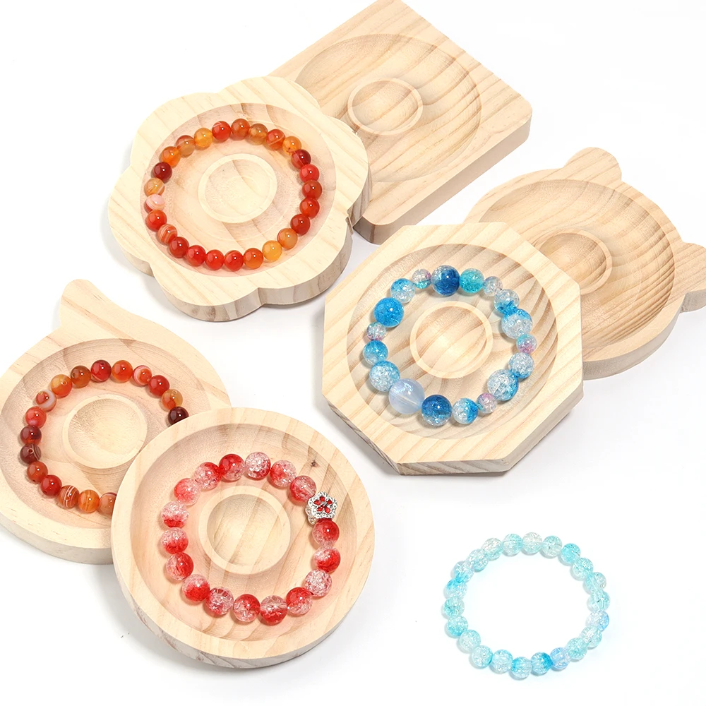 1pc/lot Solid Wood Beading Design Tray Bracelet Layout Display Plate for DIY Jewelry Making Photograph Prop