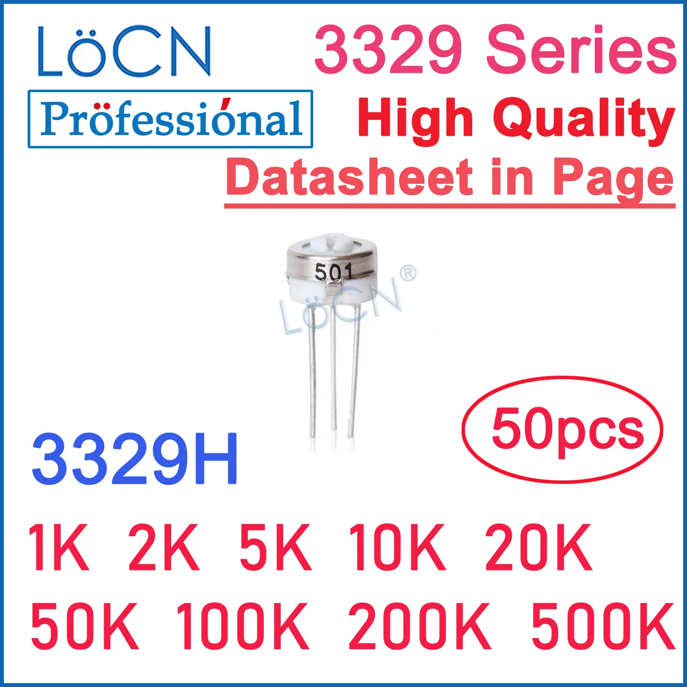 

LoCN 50 шт. 3329 3329H 1K 2K 5K 10K 20K 50K 100K 200K 500K 1M 2M 100R 200R 500R Потенциометр триммера 12 мм