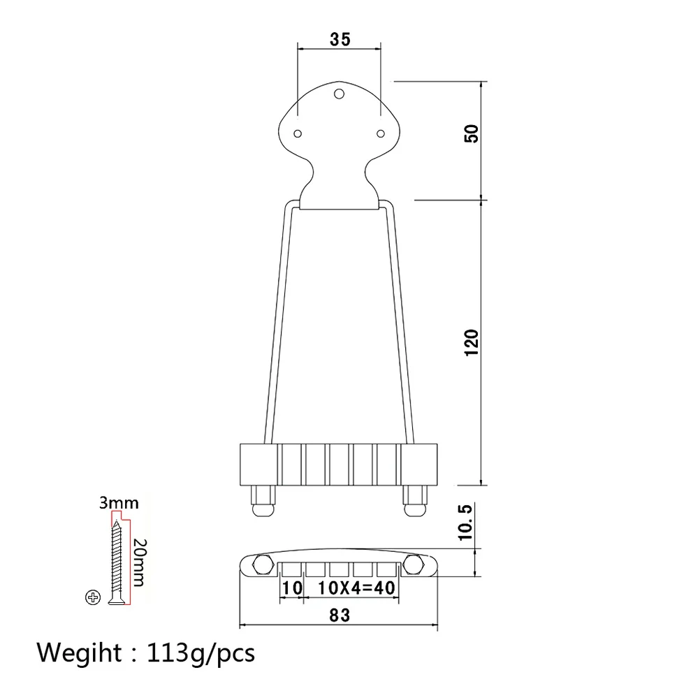 

6 String Jazz Guitar Tailpiece Metal Standard Tailpiece Black Screws Included Durable Replacement