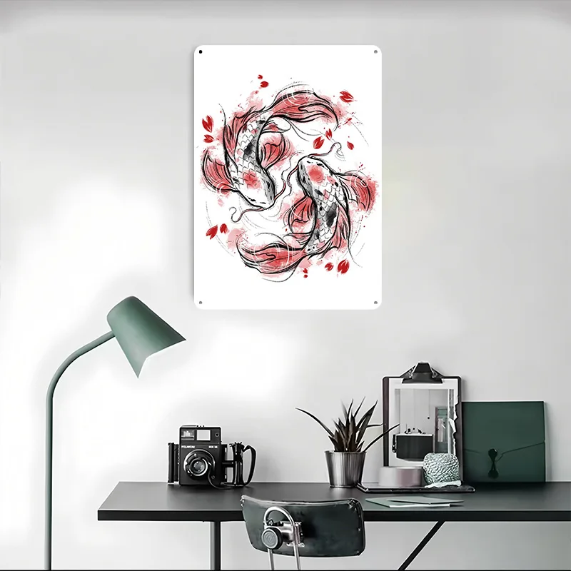 Japanese Koi Metal Poster Tin Signs Decoration At Home Decorations Custom Metal Sign for Wall Art Decoration Corner Coffee Retro