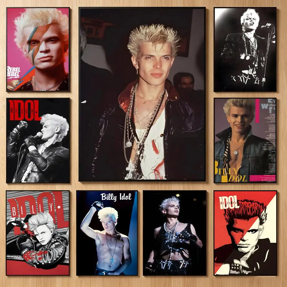 Rock Singer Billy Idol Poster Classic Self-Adhesive PP Wall Sticker for Living Room Bar Decor Gift