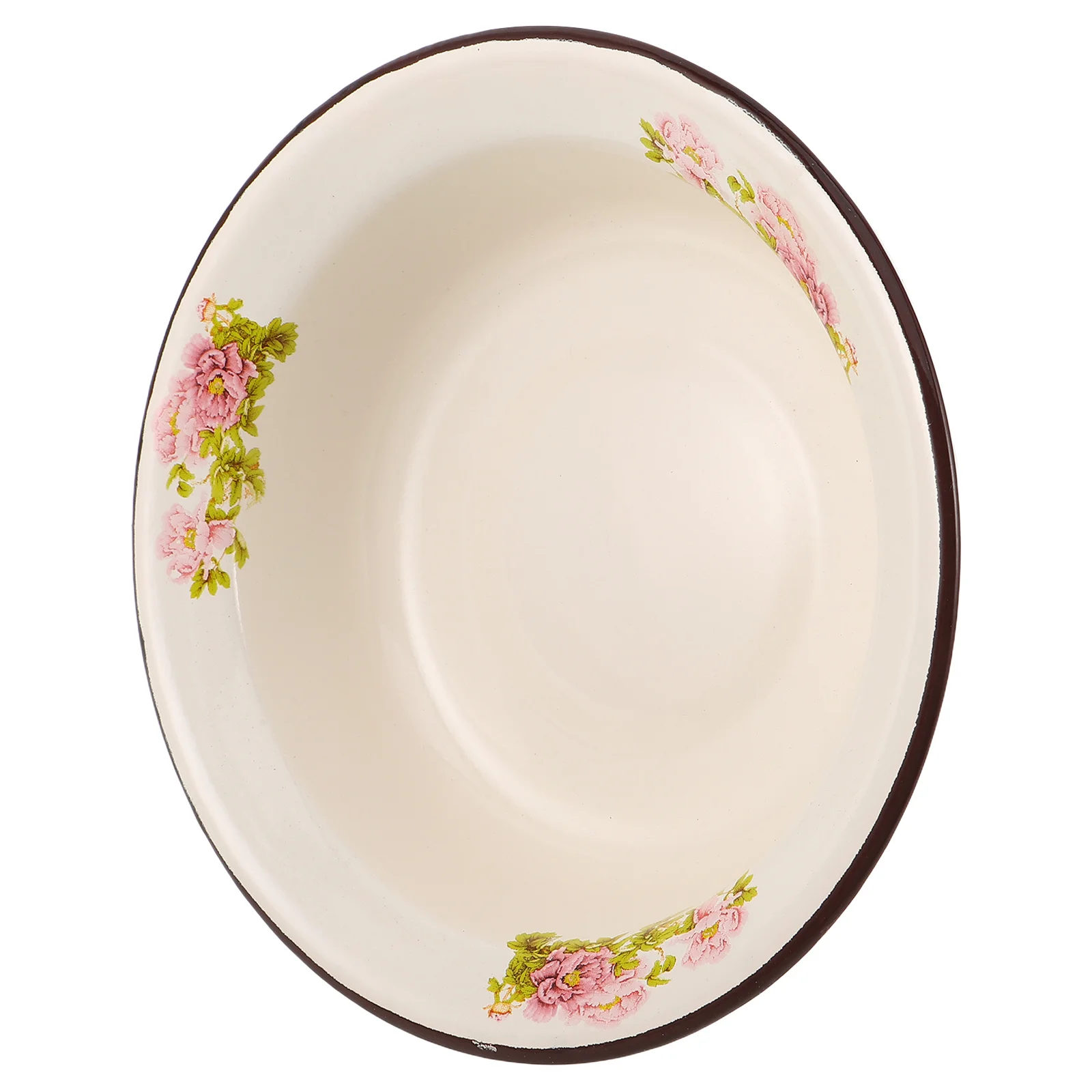 

Vintage Thickened Enamel Bowl 8 Inch Deep Floral Pattern Retro Mixing Serving Salad Soup Basin Old-Fashioned Ramen Pasta Bake