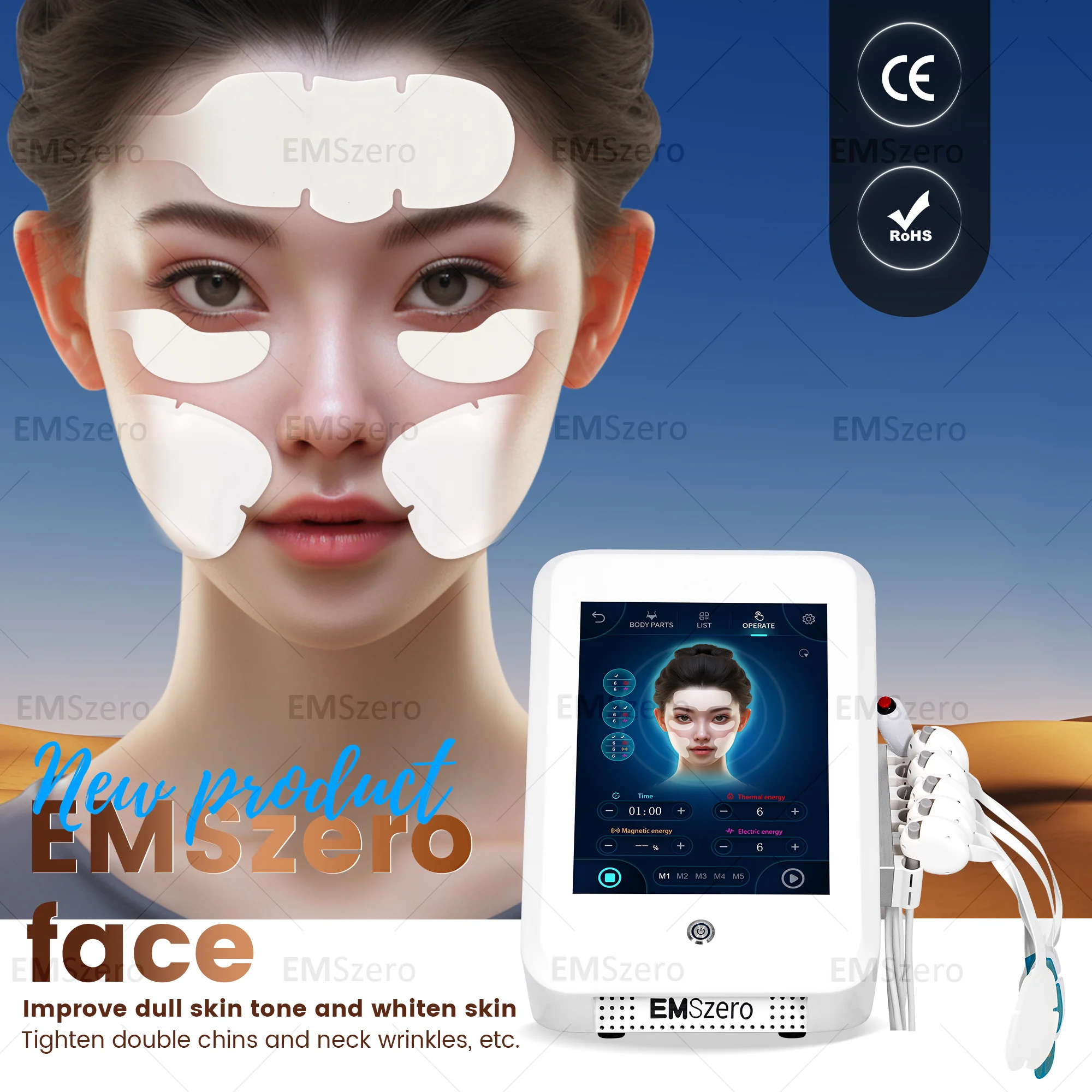 EMSzero Face Lifting Toning Wrinkle Removal RF Face Lifting Device Radio Frequency Facial Massager Skin Tightening Machine