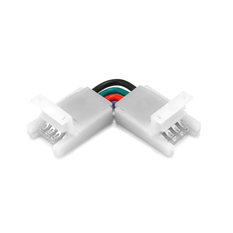 Tira conduzida conector 2/3/4 pinos 8/10mm ângulo direito conector ajustável para 3528/5050 smd rgb led strip luzes de 90 graus de canto