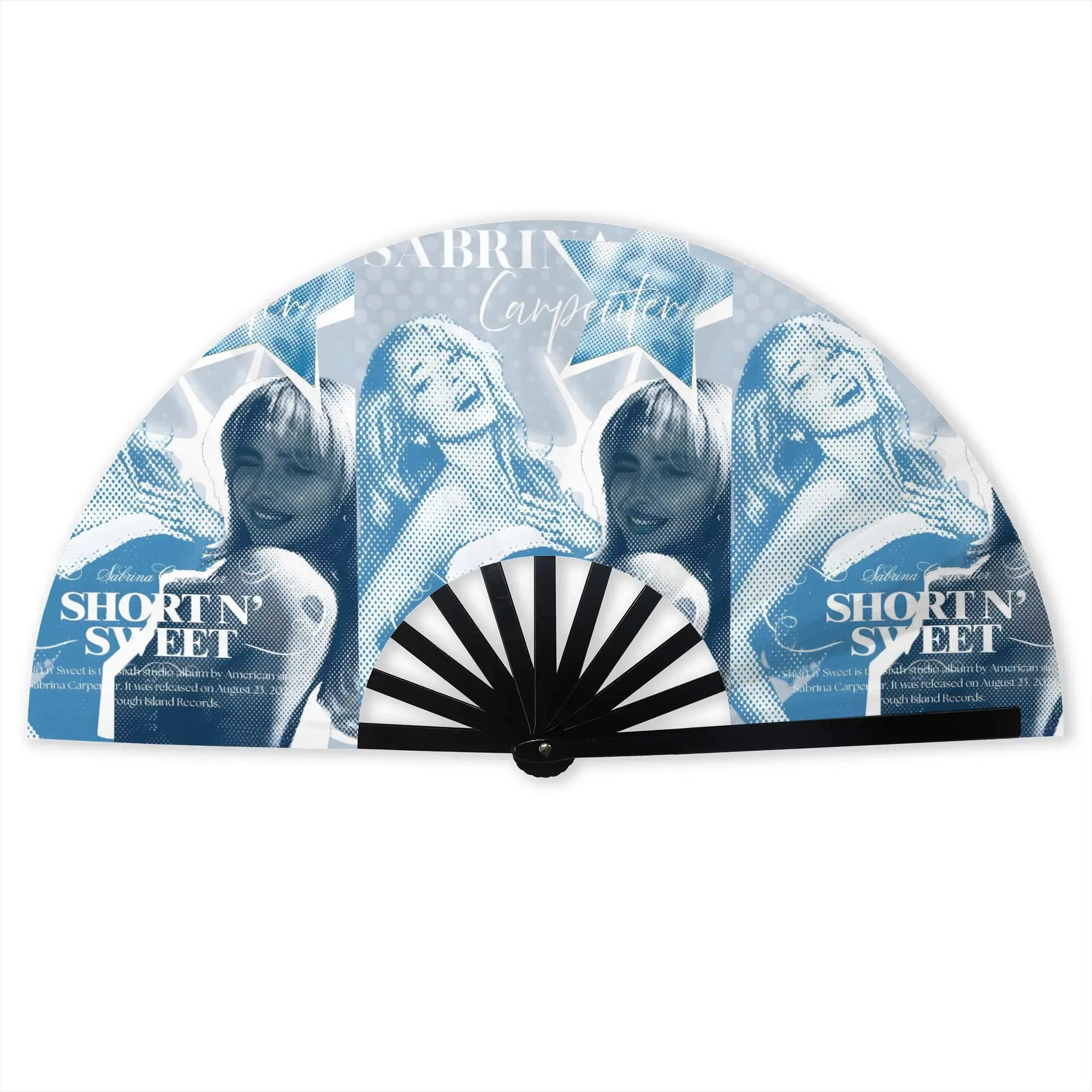 S-Sabrina Carpenter Folding Hand Fan DIY  Polyester Fabric Fan Cool Summer Accessory Decorative Fans