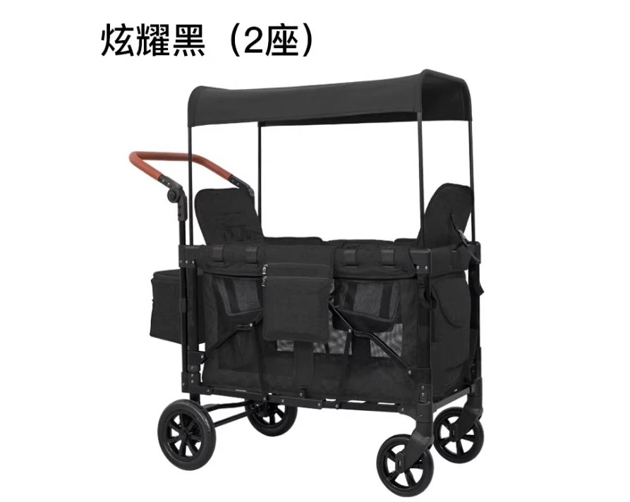 Outdoor 2-Seater Kids Wagon Stroller (with Full Canopy, Foldable, for Camping)