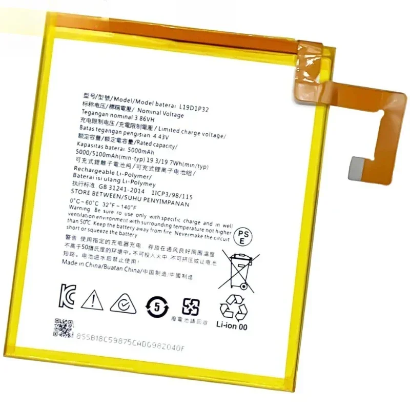 Large Capacity L19D1P32 5100mAh 3.86V Tablet Battery for Lenovo Tab M10 FHD Plus TB-X606 TB-X606X TB-X606F Upgraded Replacement