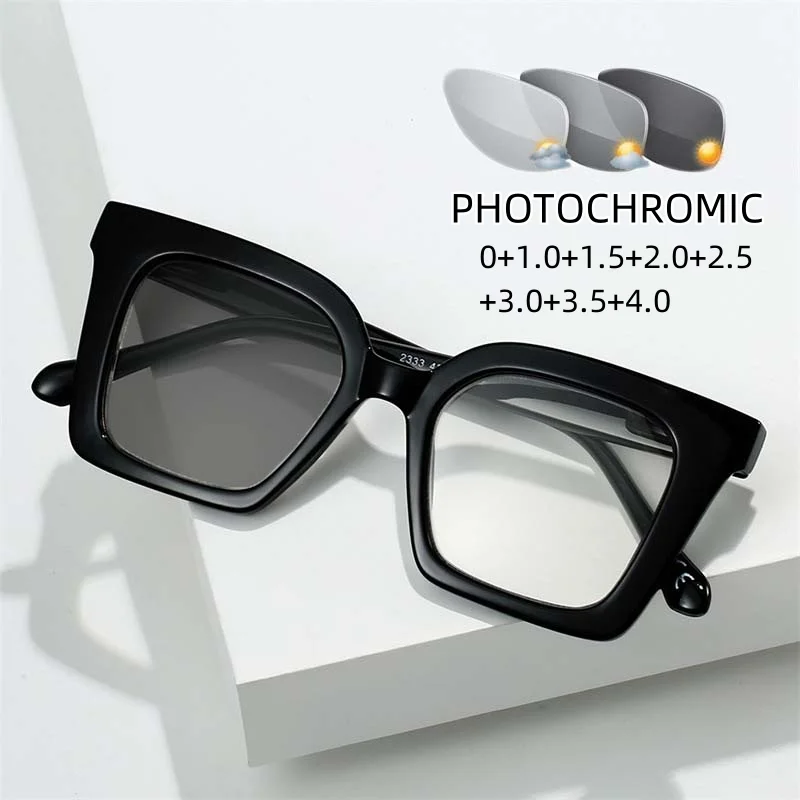 

Anti Blue Light High-definition Far Sight Eyeglasses Photochromic Oversized Reading Glasses Fashion Color Changing Eyewear