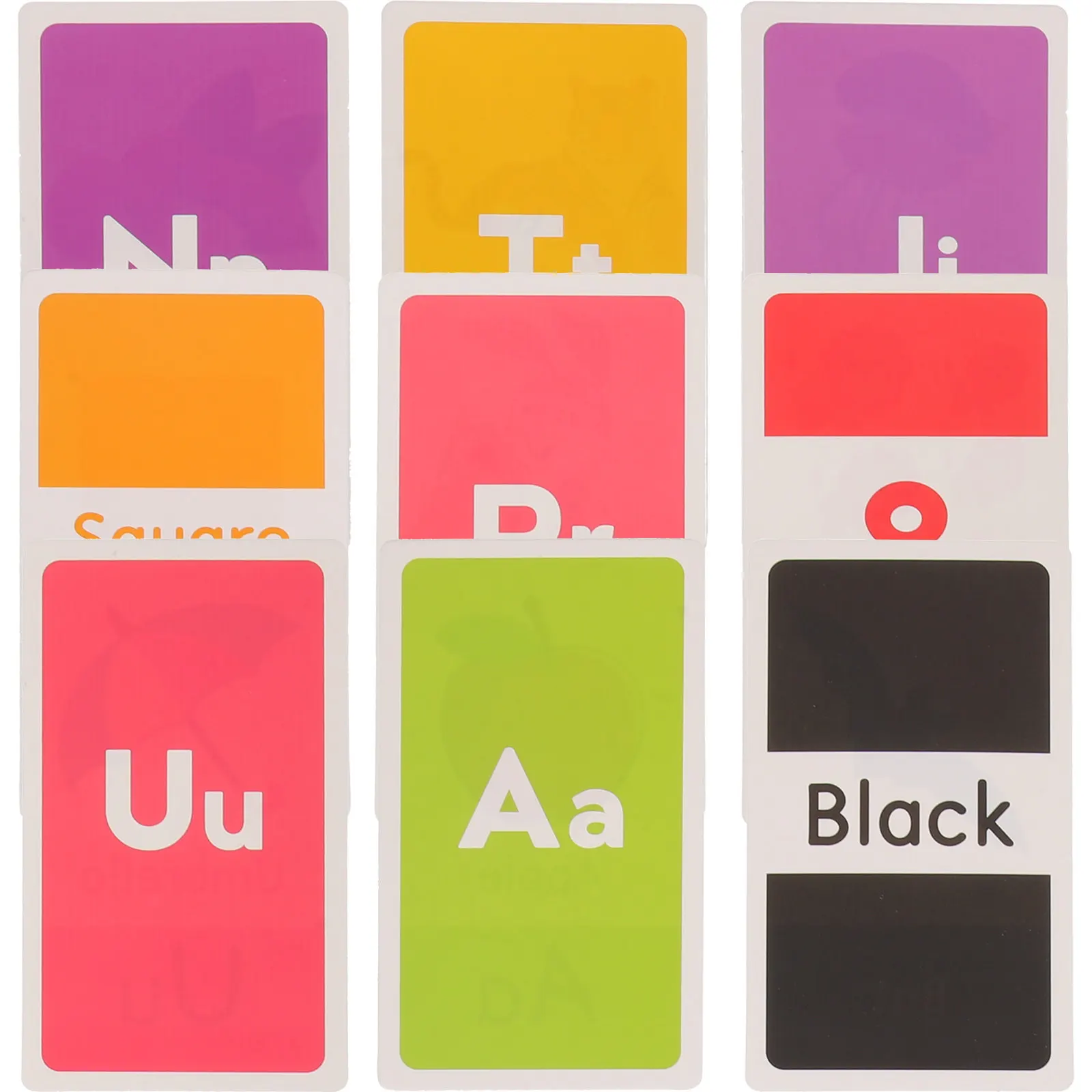 58Pcs Kids Early Educational Flash Cards Double Sided Cartoon Design Bright Colors Portable Learning Cards for Cognitive