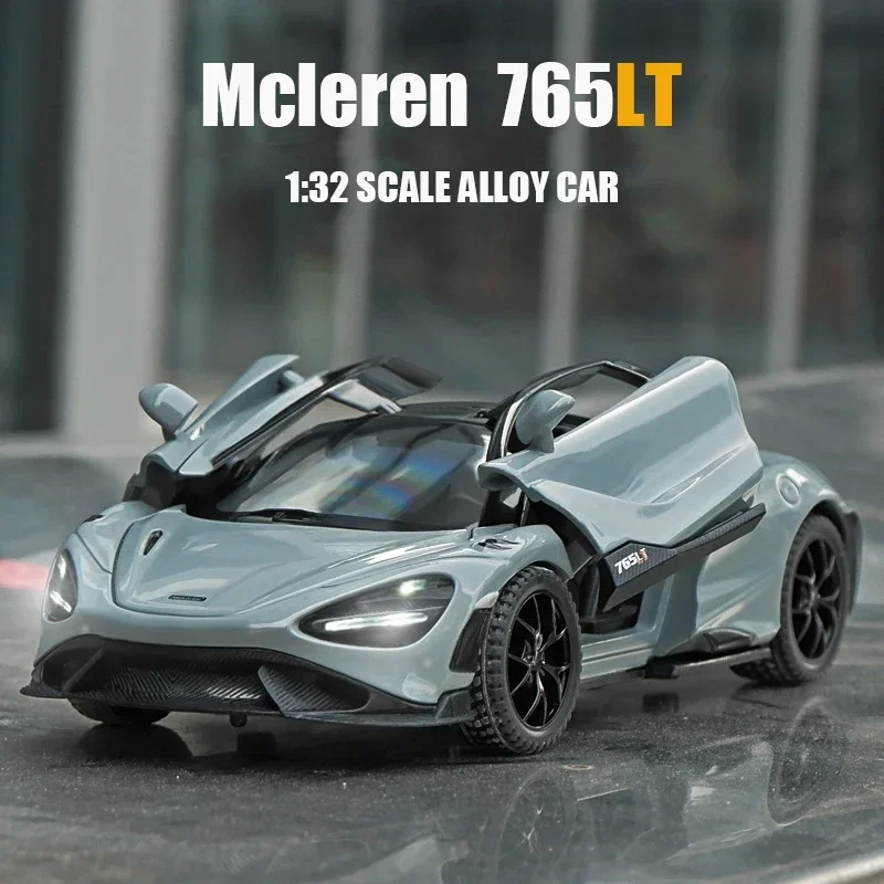 1:32 Mcleren 765lt Simulation Car Model Metal Diecasts & Toy Vehicles Alloy Decoration Sound Light Metal Man Kids Gift Boy Toy