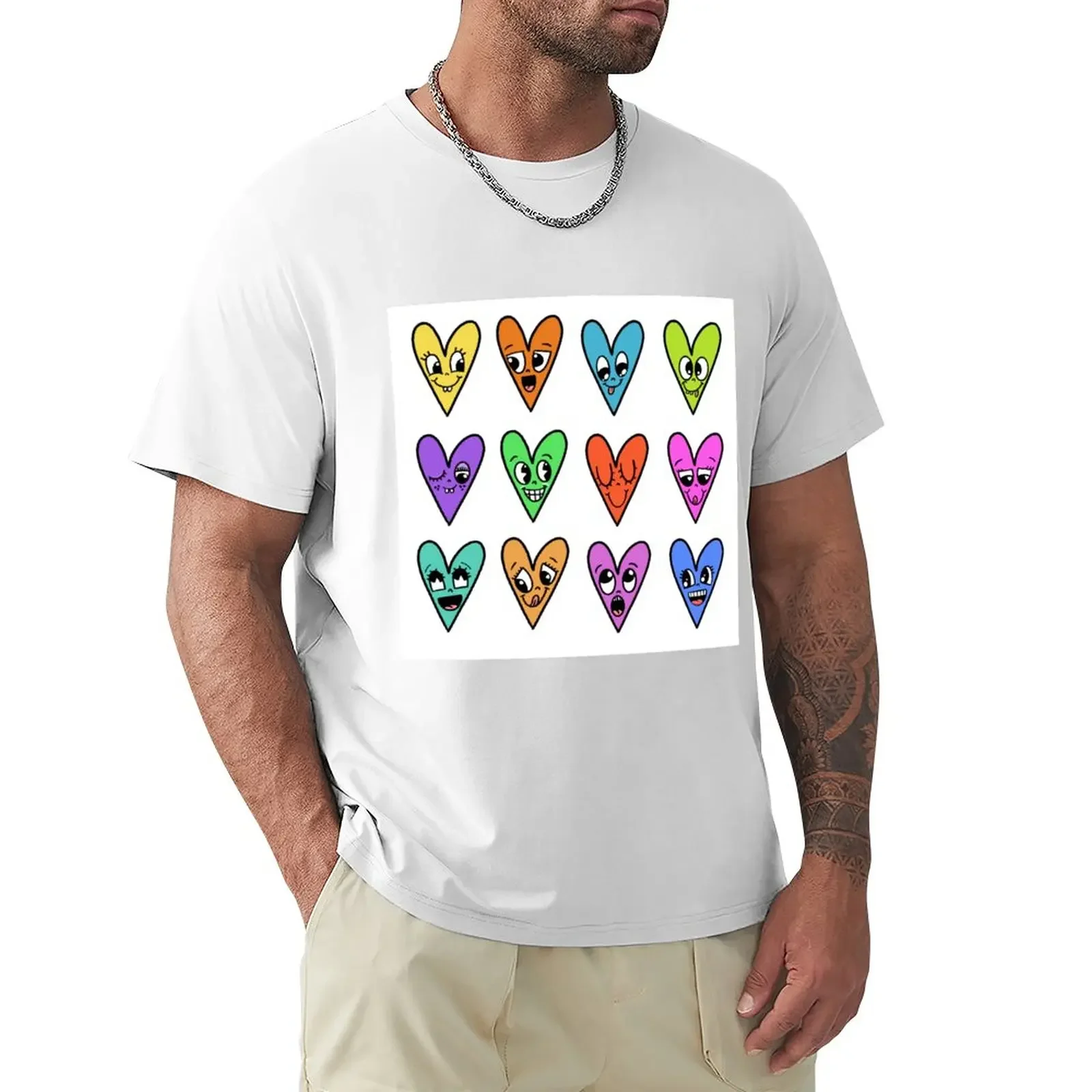 Happy Hearts T-Shirt hippie clothes Short sleeve tee plus sizes mens graphic t-shirts pack