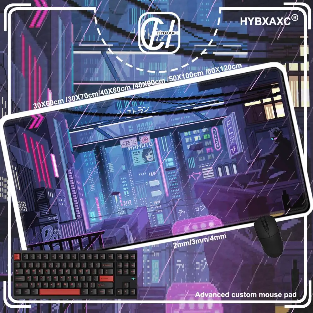 City Neon Pixel Large Mouse Mat Gaming Mousepad Gamer Mousepads Rubber Keyboard Mats Desk Mats XXL Big Mouse Pads