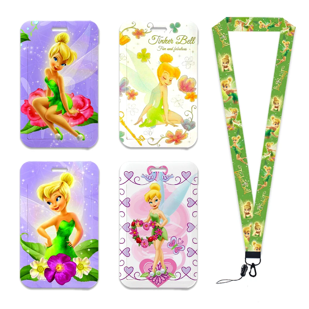 

Disney Tinker Bell Princess Credential Holder Girls Lanyards for Key Neck Strap Card Badge Gym Keychain Keyring Accessories