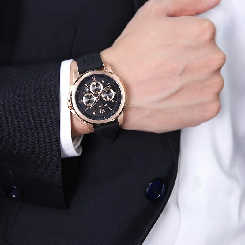 ساعة مازيراتي الأصلية للرجال، سلسلة نجاح السباق الرياضية، ساعة كوارتز عصرية مقاومة للماء، حزام سيليكون متعدد الوظائف