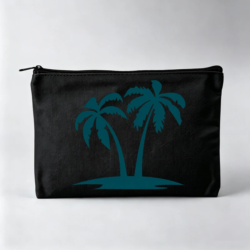 Women's Tropical Palm Tree Print Makeup Bag, Zipper Cosmetic Pouch for Daily Travel