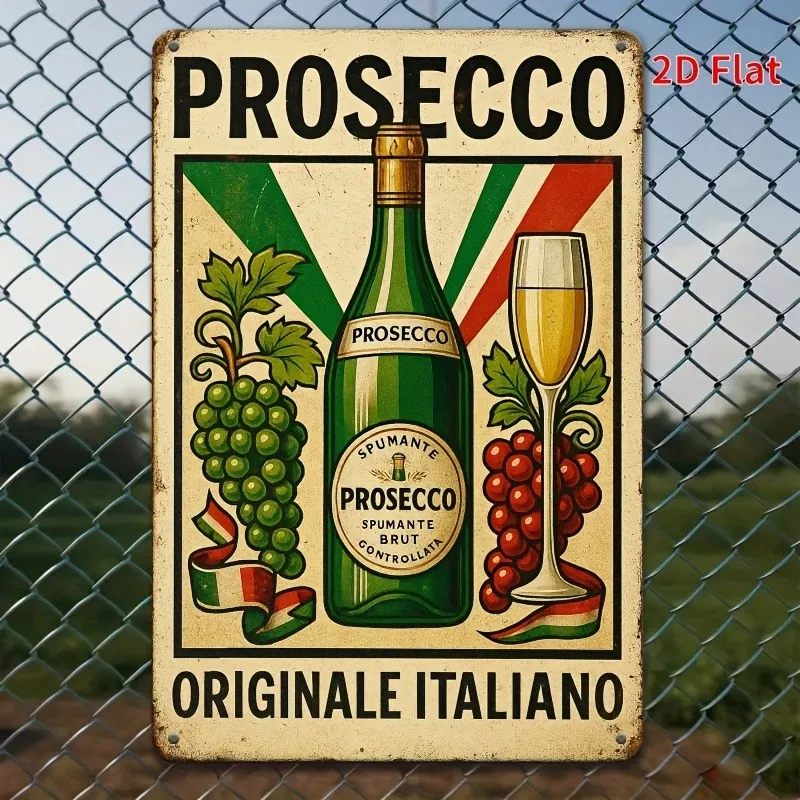 1pc Vintage Italian Prosecco Tin Metal Signs Wall Art - Retro Tuscan Ba