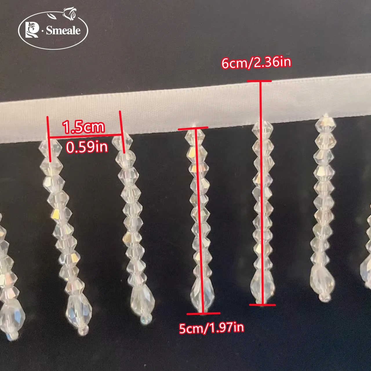 9Y-6Y-3Y, 22-farbige Kristallquasten Perlenbesetzter Spitzenbesatz, Quasten-Spitzenverzierung Schuhdekorationen Mehrfarbiger Hängeperlenvorhang – Detail 2