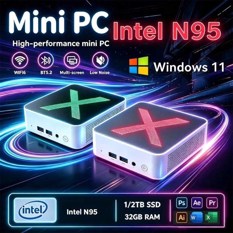 Powerful Mini Desktop PC Core N95 WiFi6 BT5.2 Win11 Pro 4K HD 16GB RAM 1TB/2TB SSD For Daily Entertainment & Office