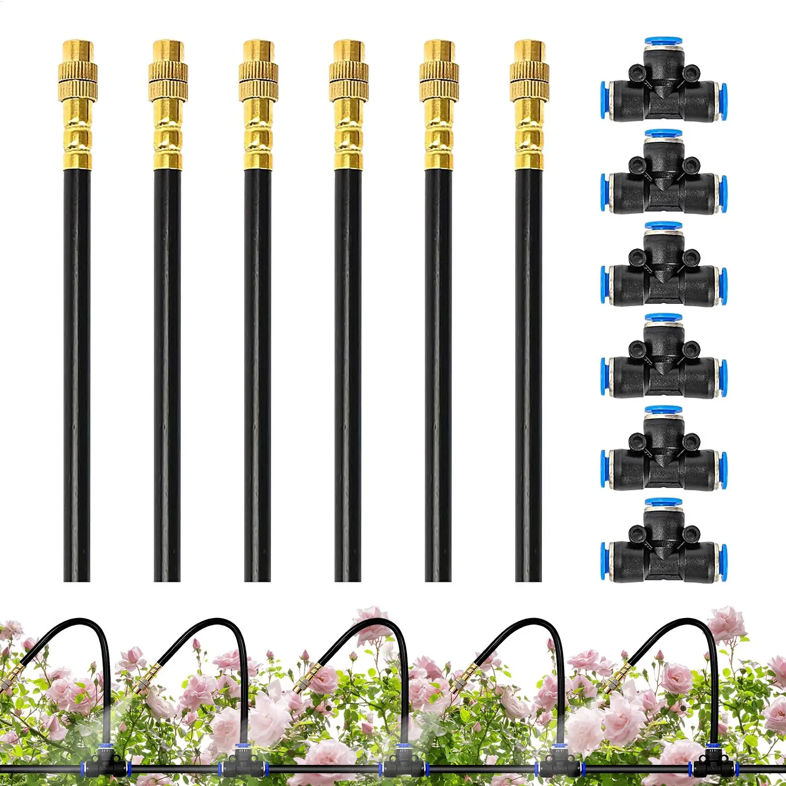 Buses de brumisation en laiton, tête de pulvérisation réglable, connecteur 6 mm, système d'irrigation agricole, refroidisseur de jardin, humidificateur