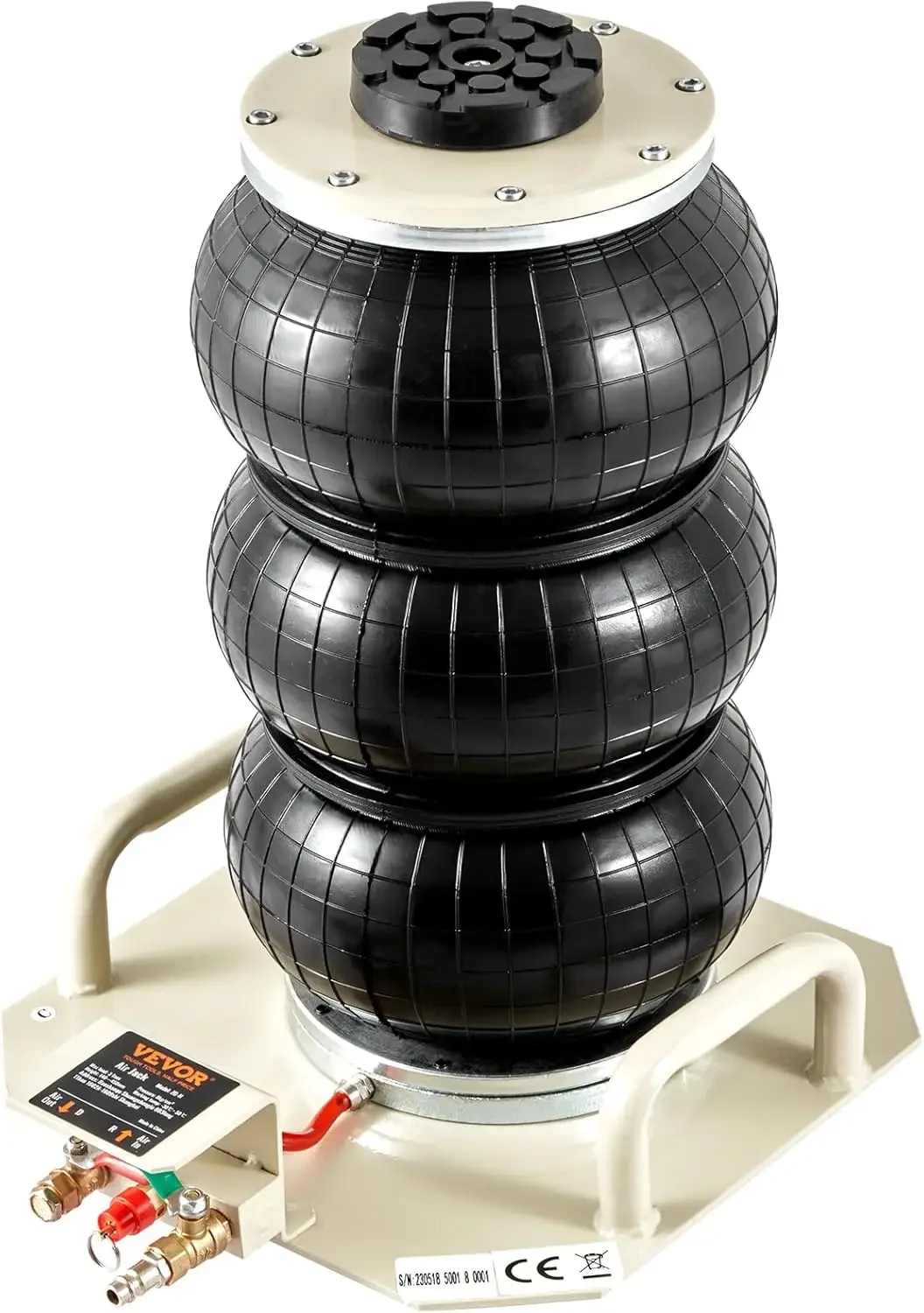 

3 Ton/6600 lbs Triple Bag Air Jack with Six Steel Pipes, Lift up to 17.7 inch/450 mm, 3-5 s Fast Lifting Pneumatic Jack