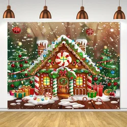 Christmas Gingerbread House Background Cloth, Christmas Gingerbread House Background, Sparkling Christmas Tree Background