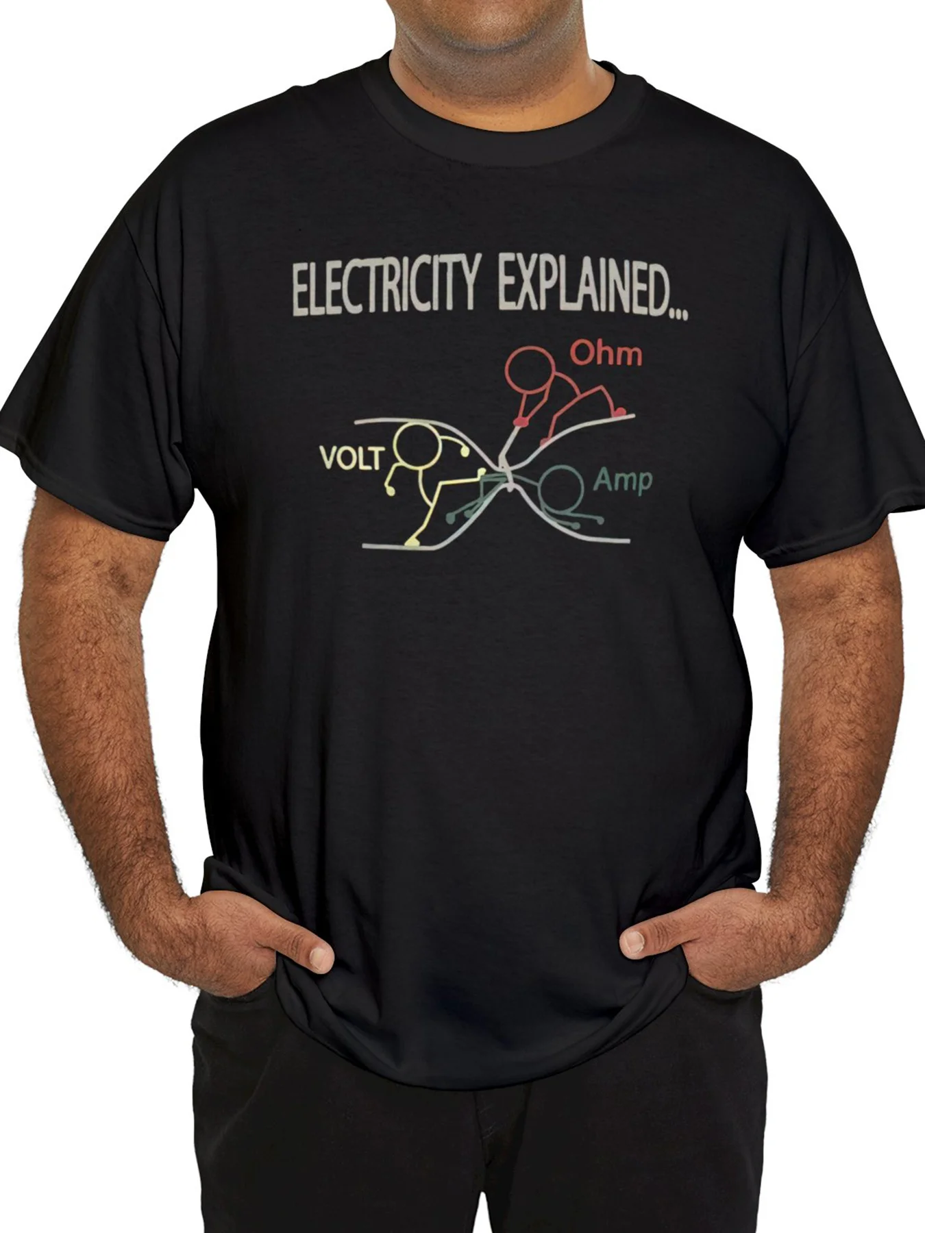 

Creative Print T-shirt, Men's Casual Comfy Crew Neck Tee, Trendy Short Sleeve Top For Summer Daily Wear