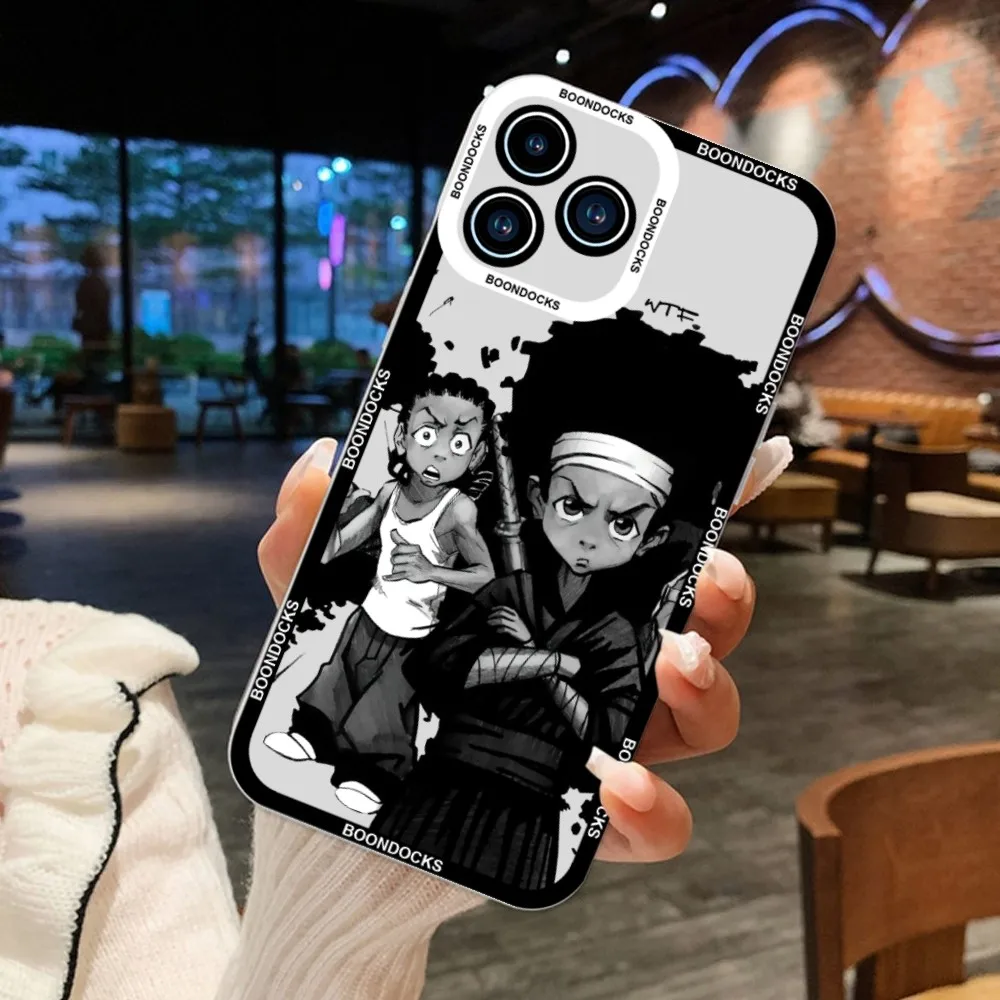 Cartoon The Boondocks Phone Case For iPhone 11 12 Mini 13 14 15Pro Max Transparent Shell