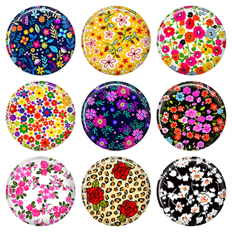 

8-40 мм DIY ювелирные аксессуары фото стеклянный кабошон узор круглые стеклянные кабошоны красочные красивые камеи крошечные цветочные ZP52