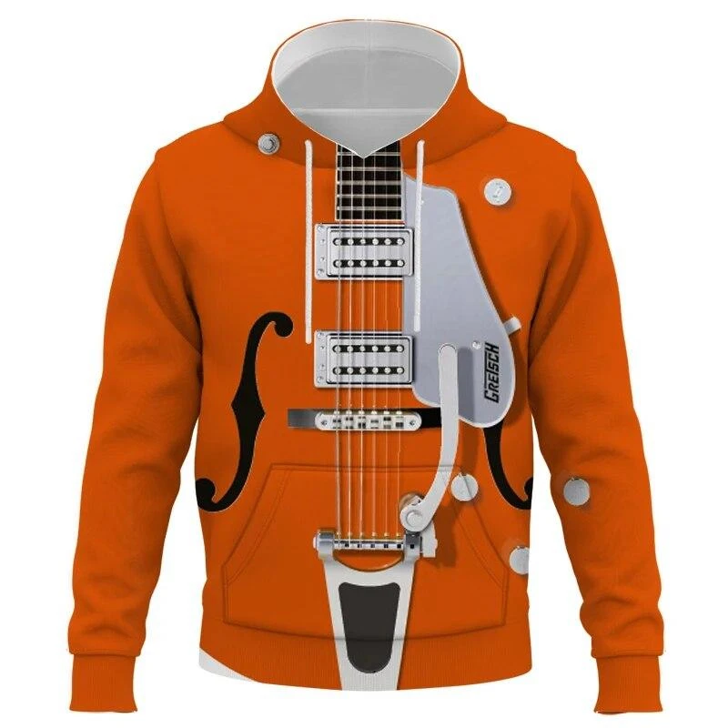 New Spring Autumn Hooded Sweatshirts MenWomen Sweatshirt Hoodie 3D Printing Clothing Funny Guitar Instrument Hoodies Apparel