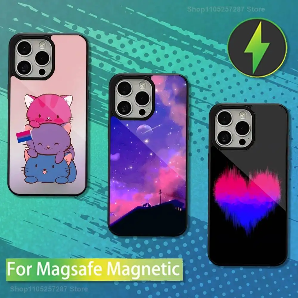 

Flag Art Bisexual For iPhone 16,14,13,15,11,12,17,Plus,Mini, Pro,For Magsafe,Max,Magnetic Wireless Charging Case