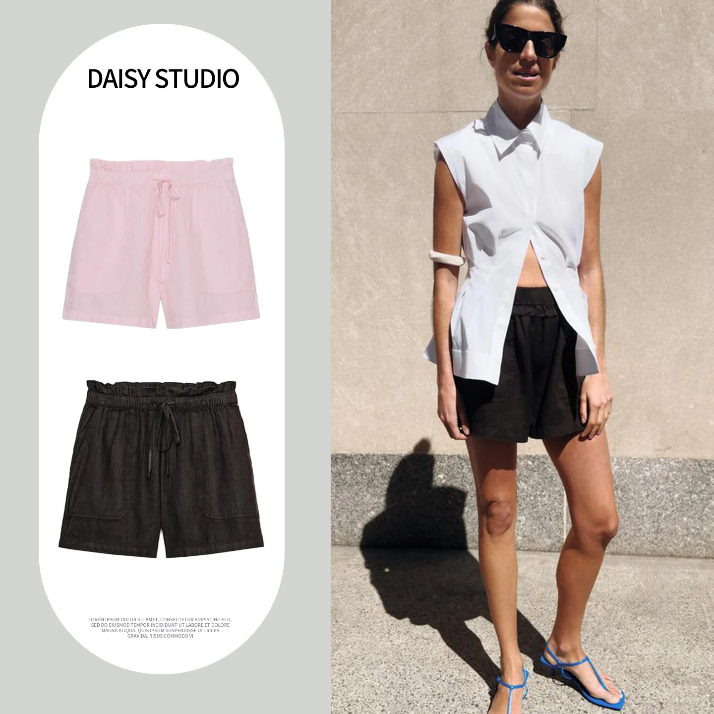 

Spring Summer New Arrival Women's Casual Style Pocket Detail mid Waist Bow Tie Straight Leg Shorts Polyester Fiber Slim Fit