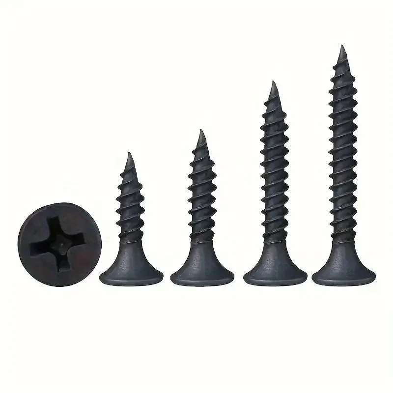 50 Stück schwarze hochfeste M3,5 dicke Trockenwandnägel Kreuzsenkkopf Gipskarton Nägel Stahl Holzbearbeitung selbstschneidende Schrauben – Detail 3