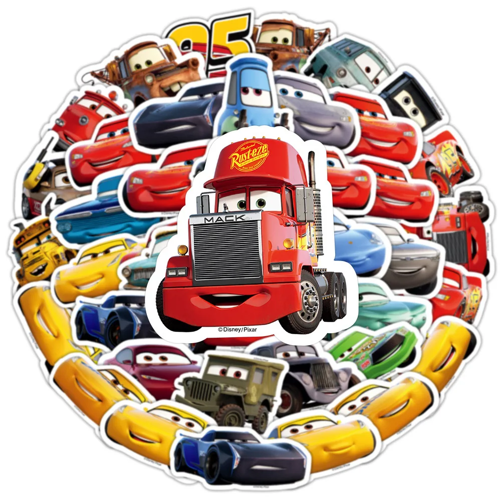 Autocollants Disney Cars Rains Mcqueen pour enfants, décalcomanies de dessin animé, jouets d\'anime mignons, coque de téléphone bricolage, ordinateur