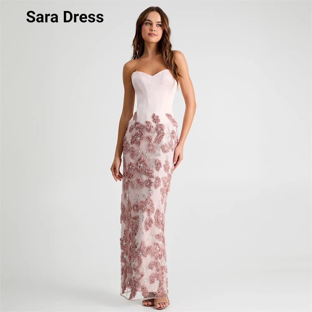 Sara Maßgeschneidertes Meerjungfrau-Kleid mit Herzausschnitt und Blumenspitze Luxuriöses Partykleid 2026 Elegante Abendkleider für Damen Hochzeit Neu