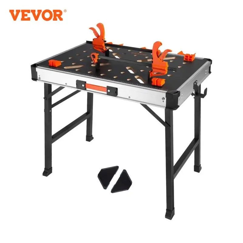 VEVOR Établi Pliant Table de Travail Chevalet Sciage Charge 454 kg avec 2 Pinces