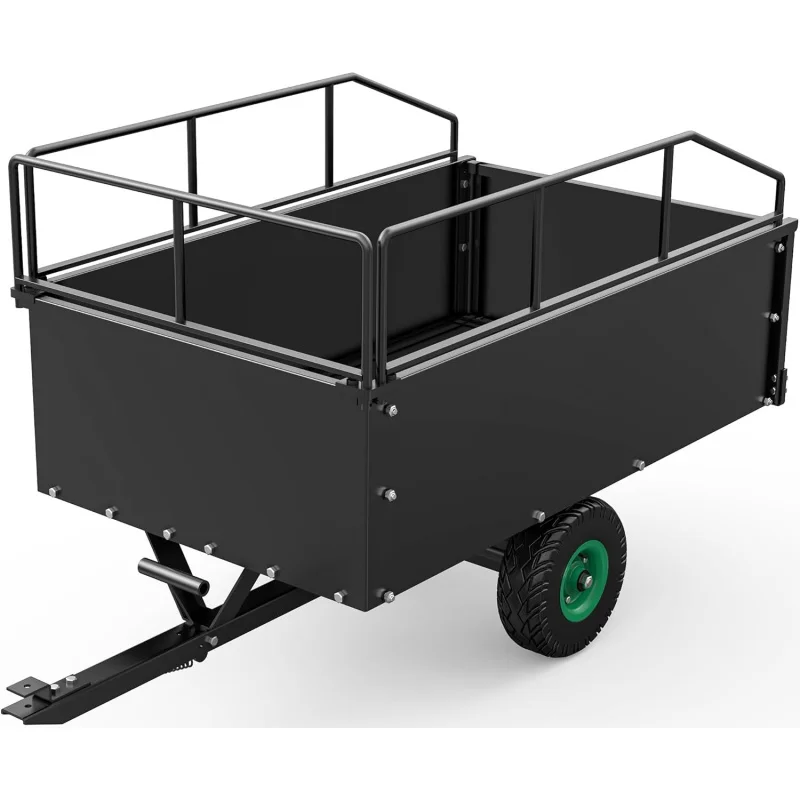 

2026 New： , Heavy Duty Tow Behind Dump Cart, Capacity 750lbs, 15 Cu.Ft., Yard Garden Utility Trailer fo