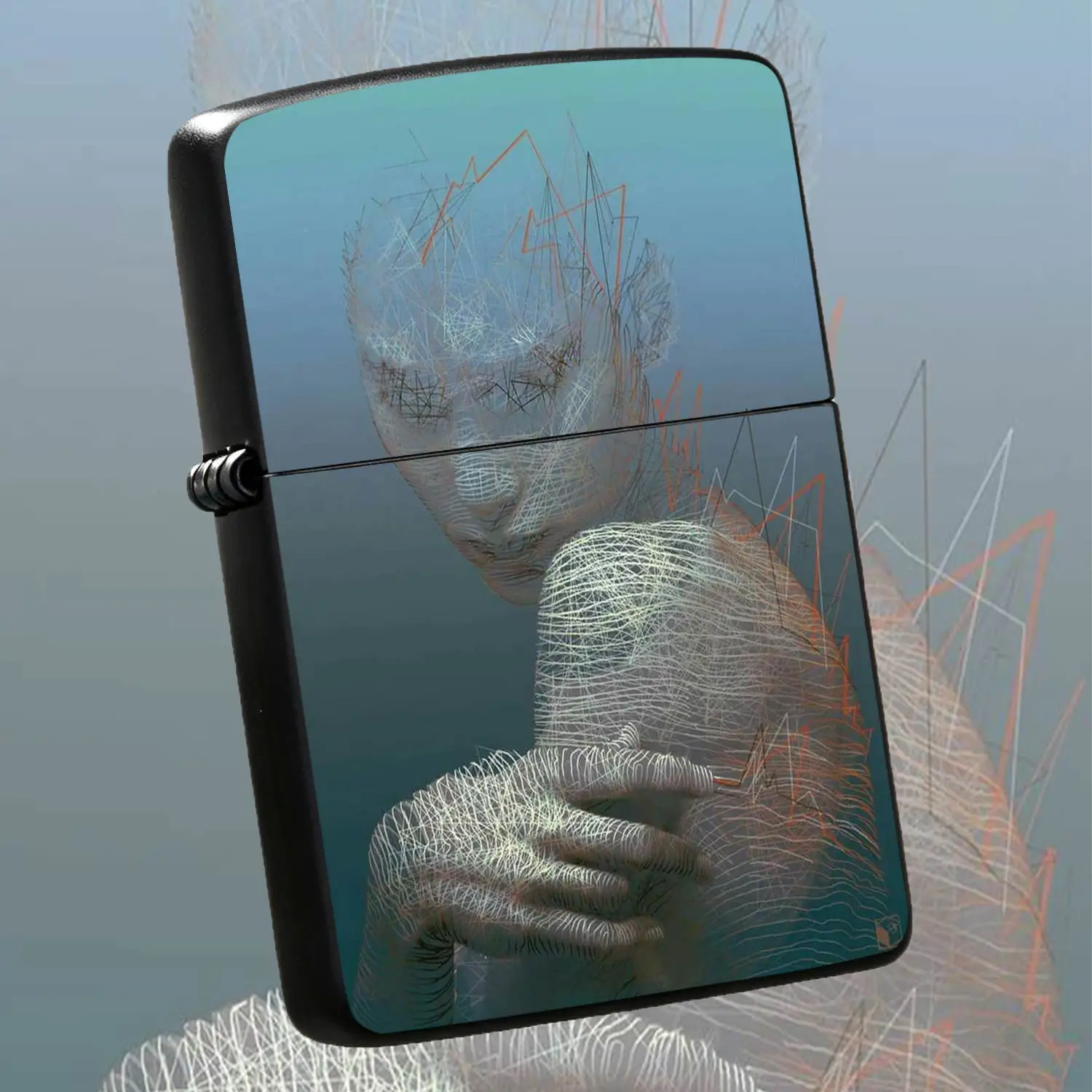 Abstract Line Art Humanoid Print Lighter Creative Artistic Pattern Design Ideal for Daily Carry Outdoor Gatherings Various Scenarios Stylish Portable Practical Unique Exquisite Gift for Art Lover A Humorous And Interesting Lighter