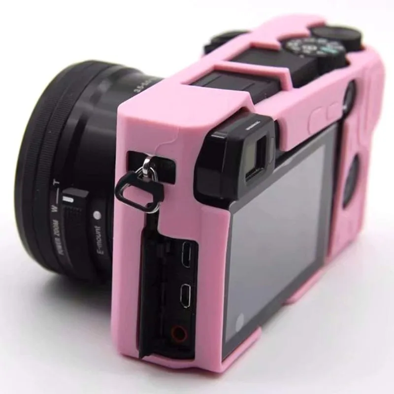 Professional Secure Silicone Camera Cases Bag Housing Rubber Body Skin for Sony Alpha a6400 Mirrorless Camera (Pink)