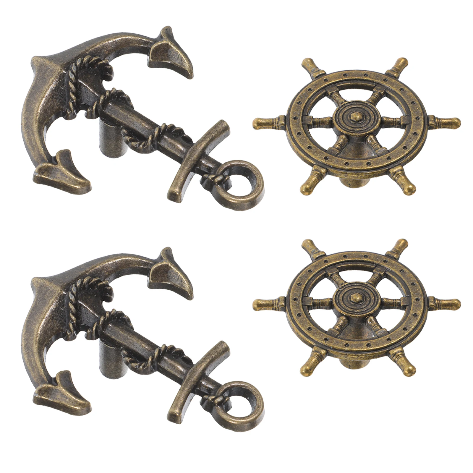 

4pcs Vintage Cabinet Handles Nautical Ship Wheel Retro Drawer Pulls niture Hardware Durable Wear Resistant Easy