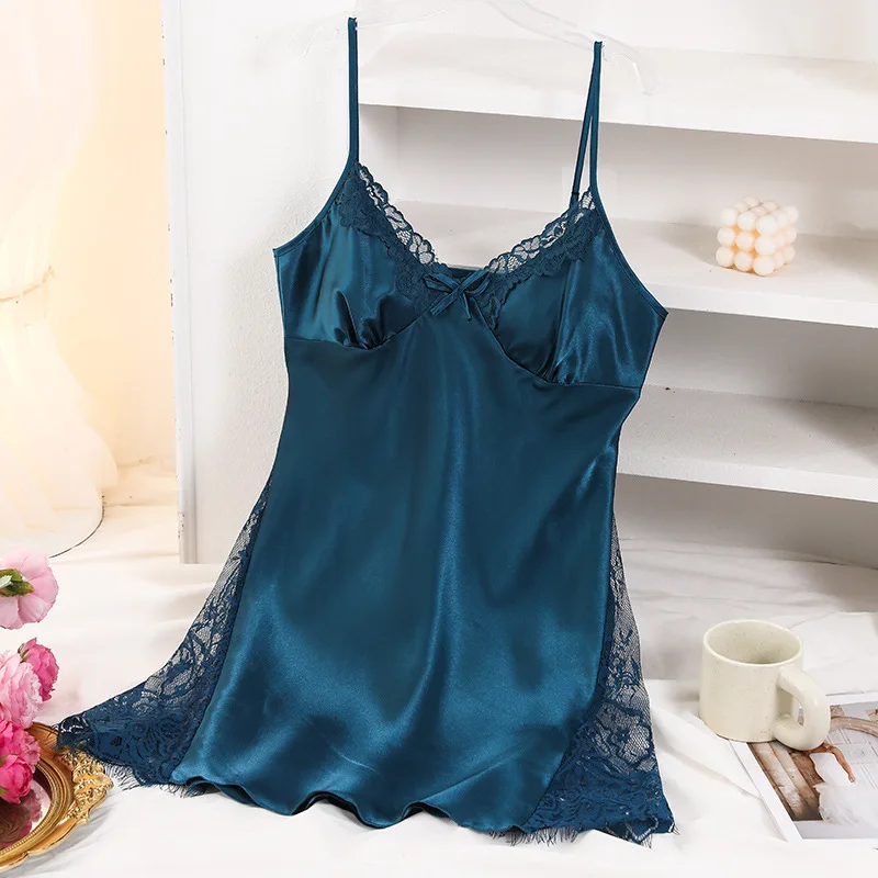 Sleepwear Women Thin Section of Ice Silk Pajamas Female Summer Halter Nightgown Sexy Summer Home Wear Comfortable Halter Pajamas