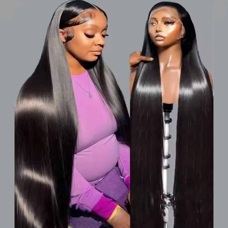 

18 42Inch 200 Density Frontal Wig For Black Women Brazilian Wigs Human Hair 5x5 Bone Straight HD Transparent Lace Front Wigs
