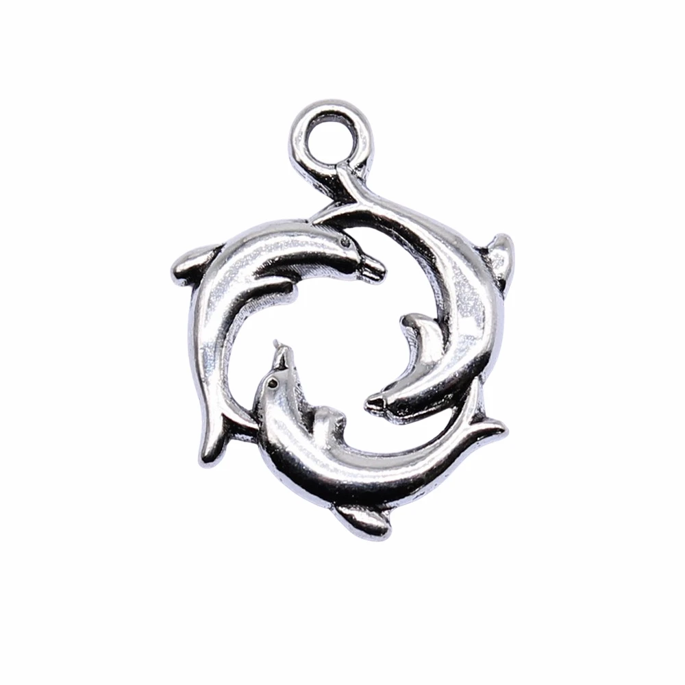 150pcs 21x16mm Régiség Ezüst- színe Dolphin charms számára ékszer Gyártás DIY ékszer Látlelet