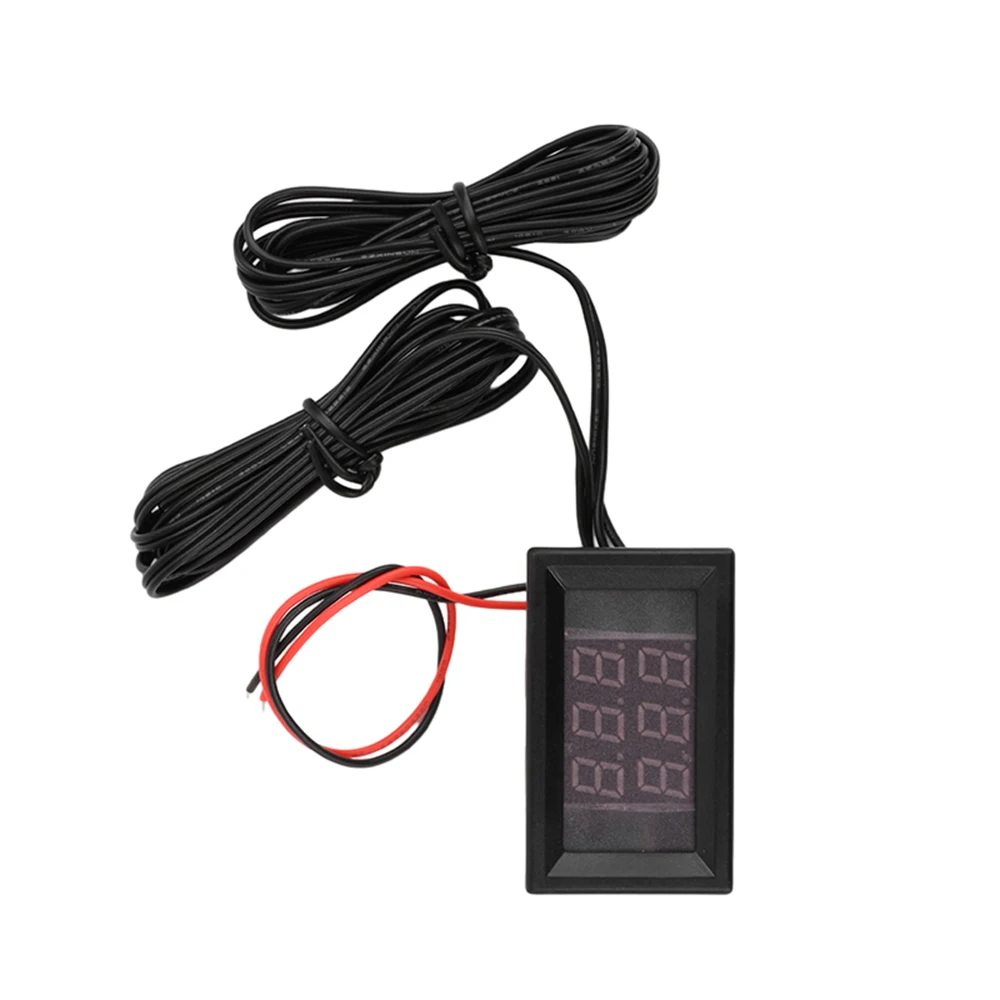 3 digit dual-display digital thermometer NTC metal waterproof dual probe DC4-28V red and blue line length 1M cylindrical probe image 4