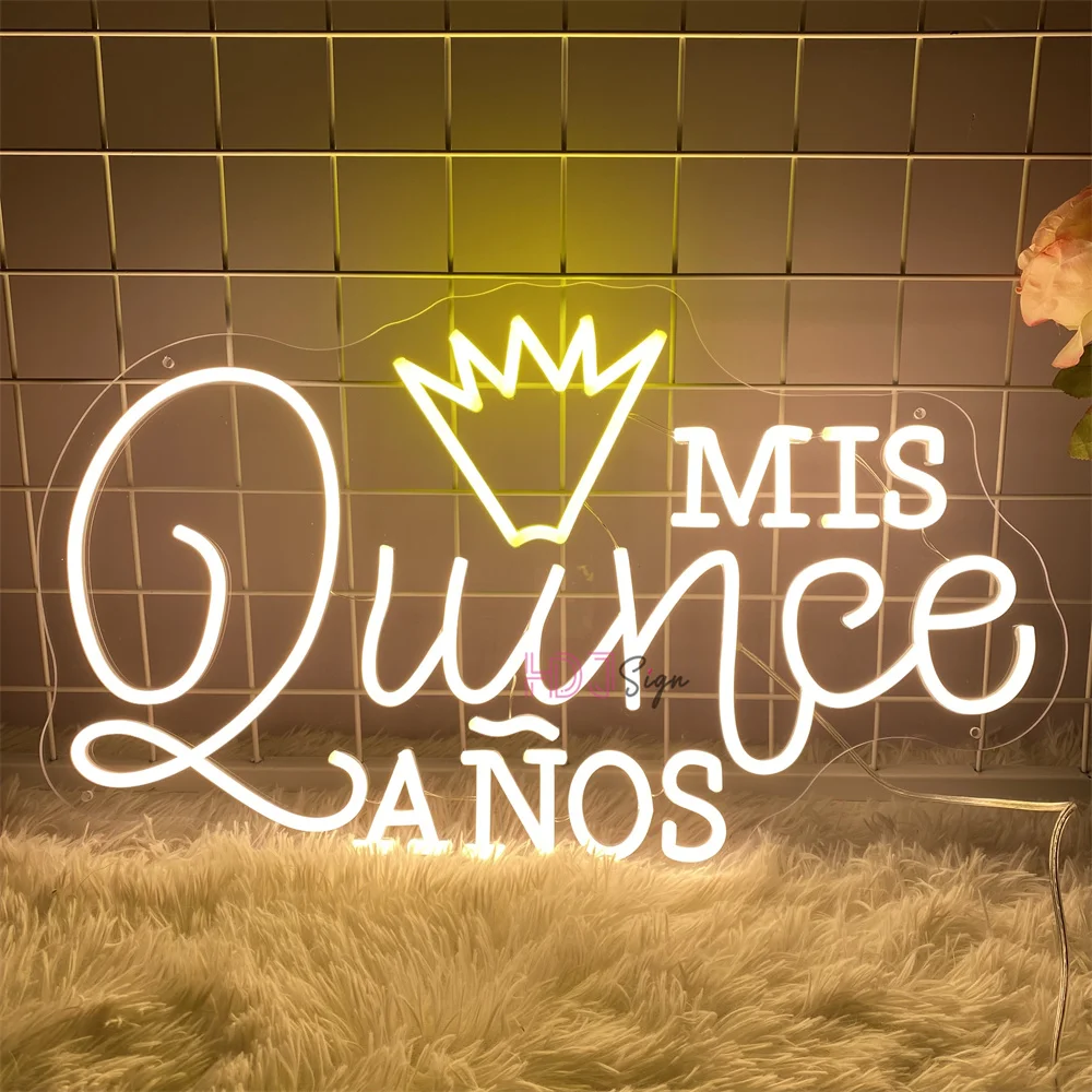 

Mis Quince XV Spanish Neon Led Sign Birthday Room Party Decor Neon Sign Wall Hanging LED Night Lights USB Birthday Decoration