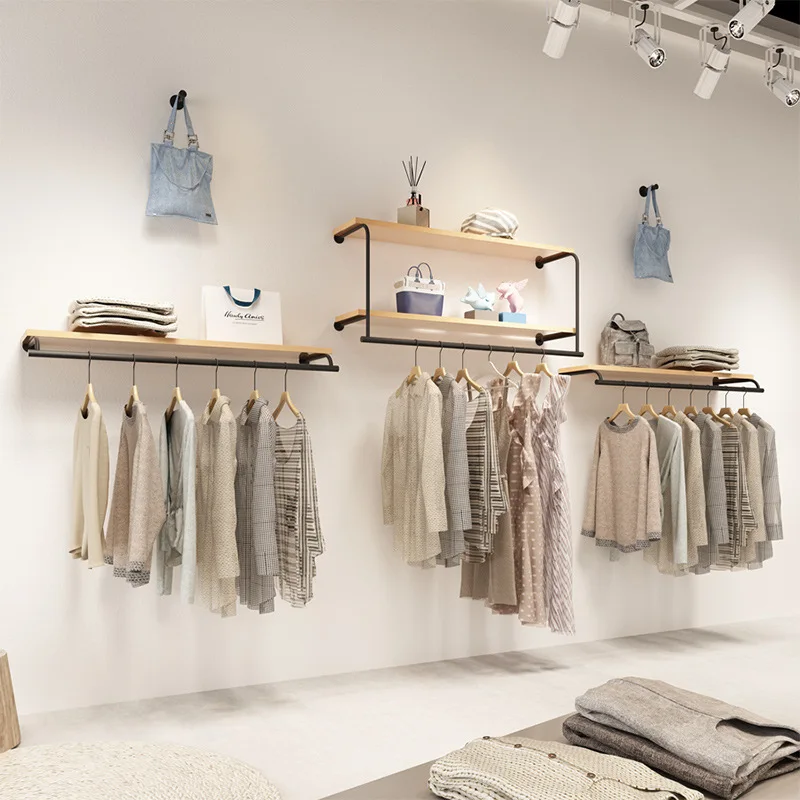 

Магазин женской одежды, настенные подвесные полки для одежды, подвесные полки для одежды