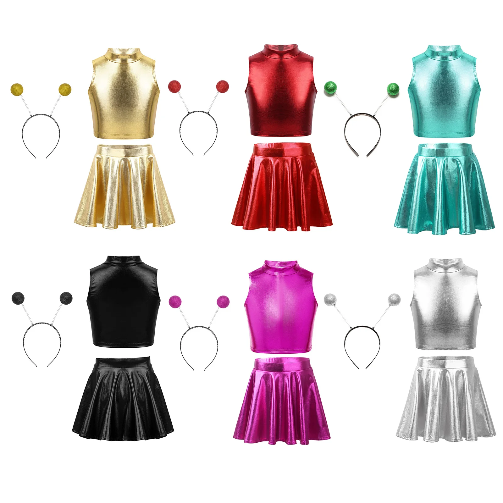 Alien Costume pour femme sexy et métallisée, robe argentée + jupe brillante + serre-tête extraterrestre pour fille,Costume mouillé pour festival, carnaval, clubwear holographique,Argenté08 XXL